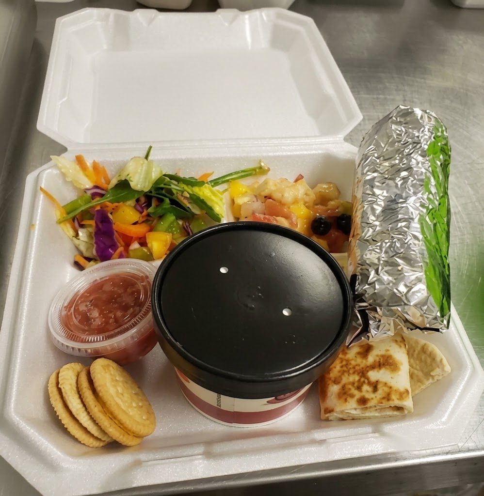 A packaged takeout meal ready for pickup